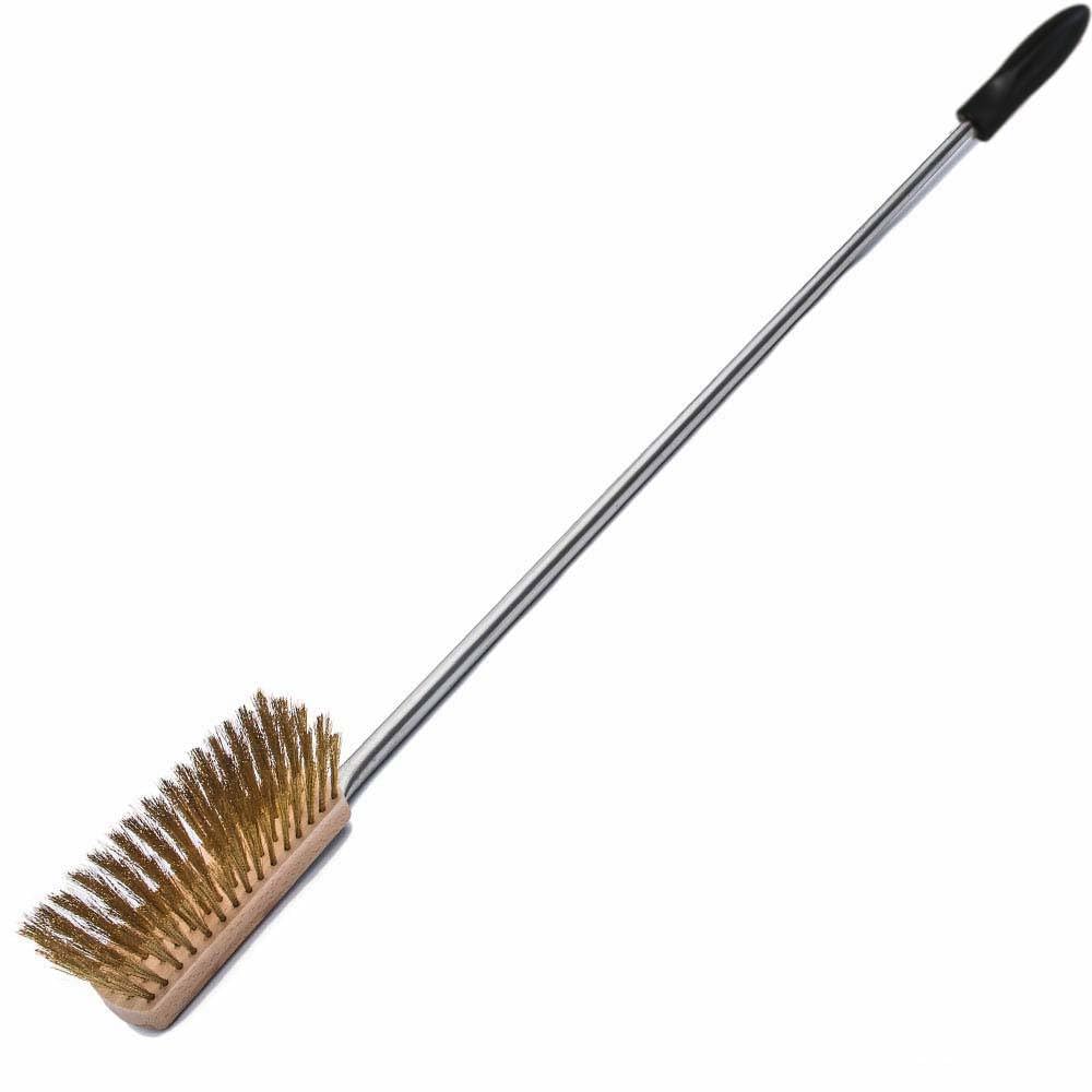 GIEMME Lot 5 Pelles à Pizza Ø30cm Inox Professionnel Manche 82 cm Pelle ronde Ø22 cm Brosse orientable Poils en laiton