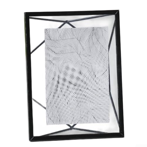 Cornice in vetro flottante con cavalletto in metallo, adatta per esporre opere d'arte e foto su superfici piane (nero diamantato - 6)