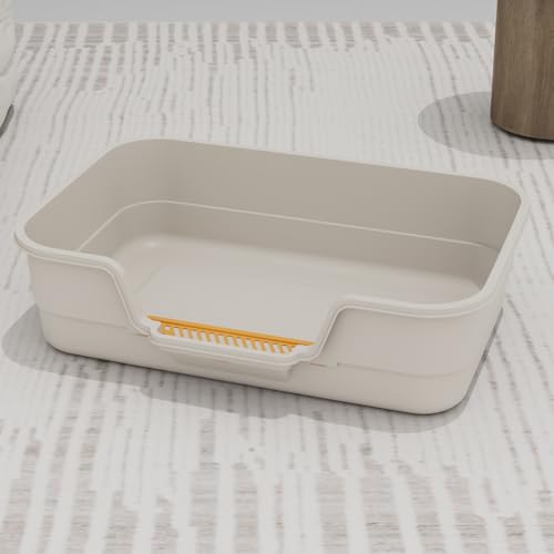 LoopTime Extea Large Cat Litter Box with High Sides,Cat Boxes for Indoor Cats,Cat Litter Pan for Kitty,Litter Box with Low Entry,Easy to Clean,Anti-Splashing,23.6" x15.7" x6.2" (White)