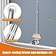 Besen und Kehrschaufel Set mit Langem Stiel 118cm Edelstahl Kehrmaschine und Kehrschaufel Außenbereich Aufrechter Schaufel und Besen Set für die Reinigung zu Hause Büro Veranda Terrasse (Quadrat)