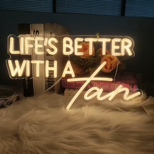 Image of Life Is Better With A Tan Led Dimmable Neon Sign for Home Bathroom Spa Beauty Cosmetic Salon Wall Decor,Spa Day Gifts for Women,Spa Products Aesthetic Center Salon Door Decorative