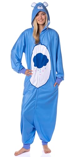 Mad Engine Care Bears Hooded Union Suit Footless One Piece Costume Pajama For Men or Women (Grumpy Bear Large/X-Large)