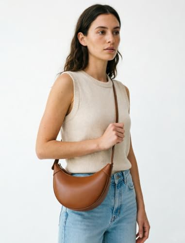 Image of Cresent Crossbody Bag for Women Purse Small Shoulder Sling Moon Bags | Trendy Vegan Leather Dumpling Hobo Bag for Casual Daily