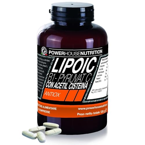 Acido Alfa Lipoico 600mg con Piruvato, NAC, Vitamina C e B1 - Powerhouse Nutrition - Energia Pulita, Massa Magra e Supporto Metabolico, 120 Compresse Made in Italy