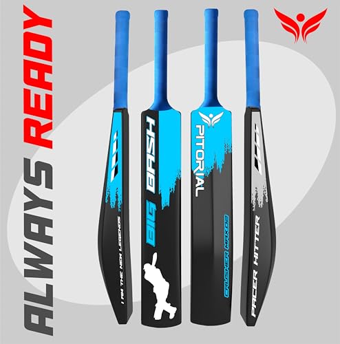 Image of Hard Plastic Cricket Bat, 10-12 Years, 450g-550g, Blue Premium Lightweight Heavy Duty Plastic Bat for Kids Boys Girls, Perfect Junior Size Outdoor Sports Equipment for Tennis Ball Cricket