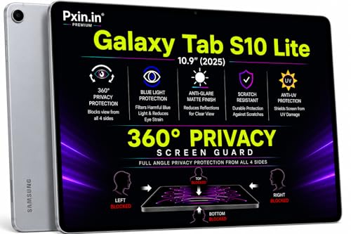 Image of Pxin 360 Pro Privacy Screen guard compatible with Samsung Galaxy Tab S10 Lite | Anti Glare | Anti UV | Anti Blue | Anti Reflection | Privacy Filter | Unbreakable Build