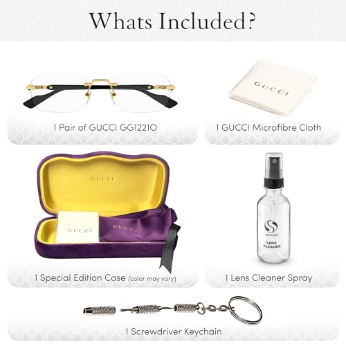 Image of Gucci GG1221O Designer Fashion Eyeglasses Stylish Vintage Rimless Frame Eyewear with Luxury eSHADES Kit - Embrace Sophistication and Elegance