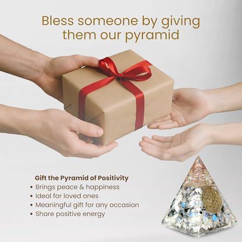 Image of Rainbow Moonstone Orgone Pyramid - Handcrafted Healing Crystal for Positivity, Strength, Meditation, Yoga, Reiki & Chakra Balancing