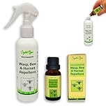 Makes 50+ Bottles of Wasp, Bee & Hornet Repellent Spray. Tried & Tested Concentrated Blend of 8 Essential Oils. Natural, Humane, Economical, Ultra-Effective & Safe Deterrent. Home, Garden & Holiday.