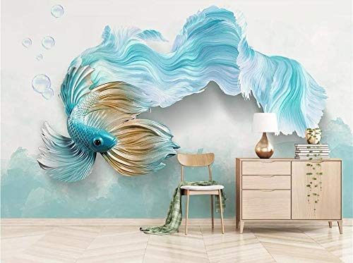 Décoration murale grand format papier peint bleu abstrait de luxe - 5