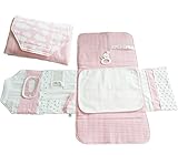 Wickeltasche Windeltasche Atelier MiaMia Windeltasche Wickeltasche für Unterwegs mit Wickelauflage Wickelunterlage Limitierte Auflage Wolken rosa (Standart)