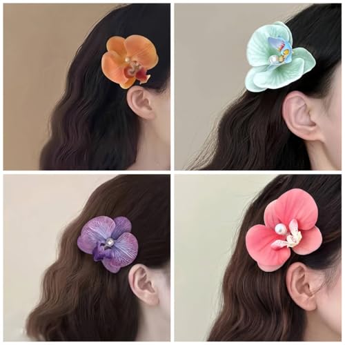 Pinzas de cabello flor hawaiana 3.5 pulgadas hibisco miniatura 4