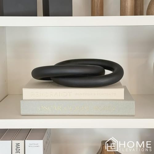 Wood Chain Link Decor – 13” Black Wooden Decorative Object for Coffee Table Decor & Neutral Decor for Home – Modern Knot Accent for Shelf Styling, Books, or Housewarming Gifts - Image 3