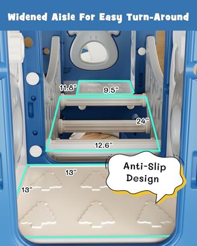 Image of XJD 12-in-1 Toddler Slide and Swing Set, Kids Slide for Toddlers Age 1+, Toddler Outdoor Playset New Upgrade with Golf Set, Basketball Hoop, Drawing Board for Playground (Blue)