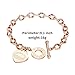 pichuxiu Heart Charm Bracelet Plated 18K Gold/Silver/Rose Gold Bible Scripture Heart Bracelet for Women Jewelry Gift Zircon Her Link Chain OT Clasp Stainless Steel Birthday (Rose Gold, 9.1 inch)