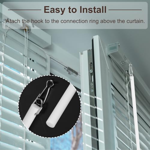uxcell 2Pcs 12\"White Curtain Pull Rod, Fiberglass Blind Wand Replacement Part with Hook, Window Blind Tilt Wand for Window Opener Accessory