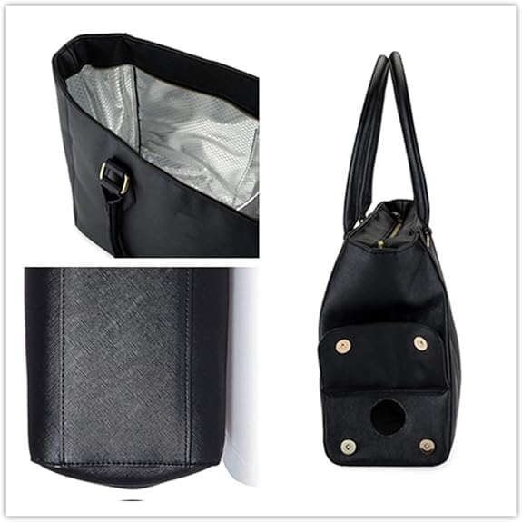 Black leather Wine Purse with Hidden Insulated Compartment Thermal insulation and waterproof3