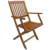 vidaXL Akazienholz 2X Gartenstuhl Armlehnen Balkonstuhl Klappstuhl Holzstuhl - 3