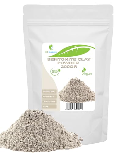 Poudre d'argile bentonite - 200 gr - Masques pour le visage, masques pour le corps, masques pour les cheveux, peelings et gommages doux, fabrication de savons,...