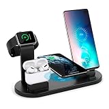 Carregador Sem Fio Magnetico Rápido, Indução, Wireless, 4 em 1, Estação de Carregamento Compatível com iPhone Apple Watch AirPods