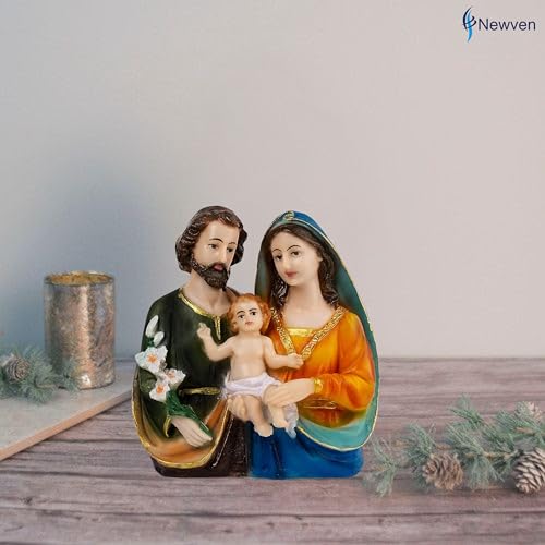 Image of Holy Family Statue Christian Showpiece Figurine Gifts for Home Decor God Idol House Warming Wedding Anniversary, Multicolour 15 X 15 X 9 CM