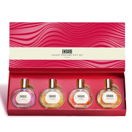 Engage Perfume Gift Set for Women,100ml, Luxury Long Lasting Eau De Parfum, Gift for Mom, Gift for Mother's Day, Travel Size Perfume Combo 25ml x 4