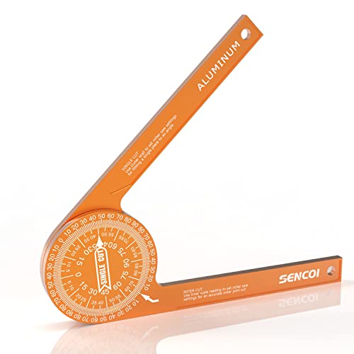 SENCOI Miter Saw Protractor 7-Inch Aluminum Angle Finder Featuring Precision Laser Inner&Outer Engraved Scales,Lightening Measure Tool for All Building Trades