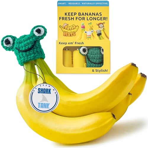 NANA HATS Banana Freshness Preserver, Keep Bananas Fresh Longer, Ideal for Organic Bananas, Innovative Banana Holder for Home Use, Extend Freshness of Your Fruit, AS SEEN ON SHARK TANK, Frog