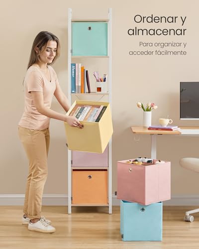 Miniatura 5 de Songmics Caja De Almacenaje, Juego De 6, Sin Olores, Organizadores Plegables, 30 X 30 X 30 Cm, Tela, Para Estantería Cúbica, De Colores, Cesta De Almacenaje, Para Dormitorio, Salón Rfb230x01