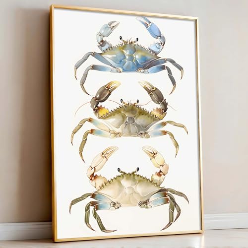 Crab Wall Art Blue Crab Canvas Wall Art Watercolor Ocean
