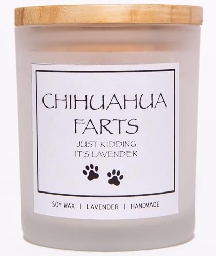 Chihuahua Gifts Dog Lovers Gifts for Women Dog Farts Candle Pet Friendly Lavender Scented Candle Natural Soy Wax & Natural Essential Oils