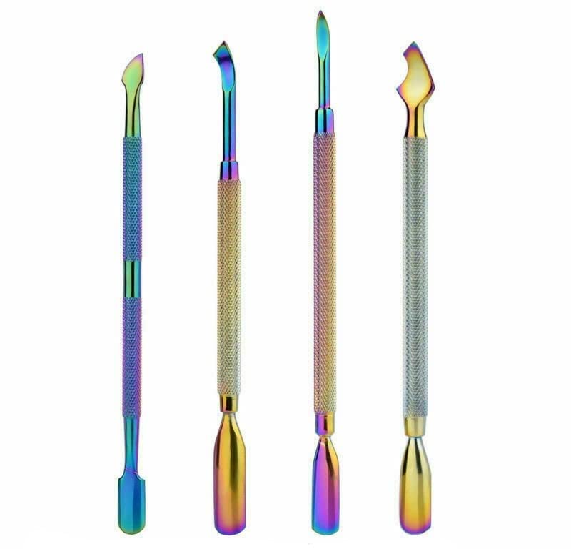 Cuticle Pusher and Cutter Set Double End Nail Cuticle Remover Tool Stainless Steel Manicure Pedicure Kit in Tin Box Pinkiou Nail Art Remover Tools (All)