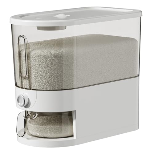 Distributore di riso, contenitore di riso in plastica PP pulito staccabile con misurazione di cucina di tazza di misurazione per cereali di cavo di farina di farina di soia, 5 kg