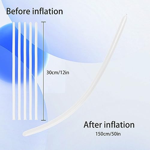 Image of White 260 Balloons, Long Balloon for Tying Balloon Arch, Latex Animal Long Skinny Twisty Magic Balloon Twisting Kit for Graduation Birthday Wedding Baby Shower Carnival Party Decoration Supplies 50Pcs