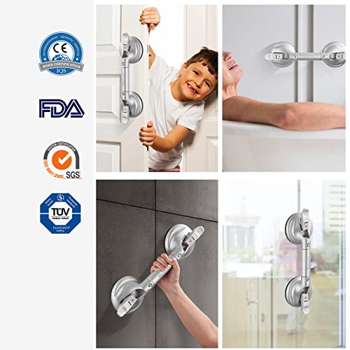 Ksitex Grab Bars For Bathtubs And Showers, Shower Handles For Elderly Suction, Heavy Duty Max Load 253Lb, Handicap Grab Bars 14.5Inch Silver #TOP7