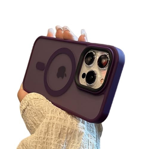 Coque iPhone 15 Pro Max magnétique violette pour recharger sans fil au bureau