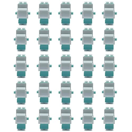 TXWTXPJ-LC OM3 Duplex Multimode Fiber Optic Coupler Keystone Jack,LC/OM3 Duplex Multimode Coupler Keystone Jack Modular for Patch Panels and Wall Plates,Surface Mount Boxes-White (25)