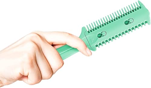 Vista 15 de Soft 'N Style Paquete de 3 peines y recortadores de doble cara, tijeras de afeitar para el cabello, moldeador de puntas abiertas para corte fino