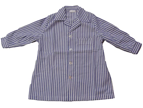 MAHAVIRA Baby Escolar Infantil para Guarderia y Colegio- Bata Escolar Rayas Azules Con Botones Y Bolsillos (Talla 4)