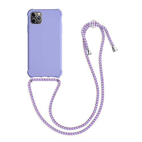 Fundas Iphone 11 Pro Max Con Cuerda kwmobile Carcasa Colgante Compatible con Apple iPhone 11 Pro MAX - Funda con Cuerda de TPU Mate en Lila