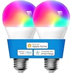 meross Smart Light Bulb, Smart WiFi LED Bulbs Compatible with Apple HomeKit, Siri, Alexa, SmartThings, Dimmable E26 Multicolor 2700K-6500K RGBWW, 900 Lumens 60W Equivalent 2 Pack Cool White A19