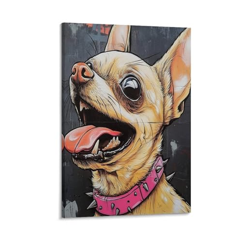 Toile chihuahua décoration murale premium 30x45cm finition artistique