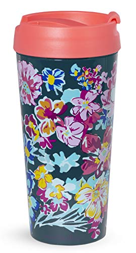Vera Bradley Women's Floral Insulated Thermal Travel Mug Tumbler, 16 Ounces, Pretty Posies
