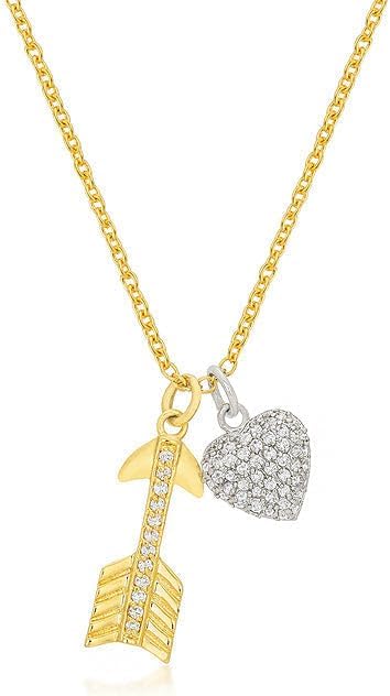 Pave Heart and Arrow Pendant