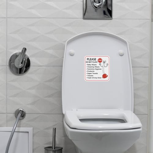 Image of Please Do Not Flush Stickers Vinyl Sign Inch Reminder for Toilet Bathroom Wall Home Public Restroom Self Adhesive Waterproof Decal 9Pcs Skateboard Car Water