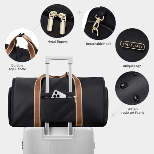 Garment Bags for Travel 2 in 1 Convertible Suit Travel Duffel Bag for Women, Stylish Carry On Duffle Bag with Shoulder Strap and Shoes Compartment (Black)3