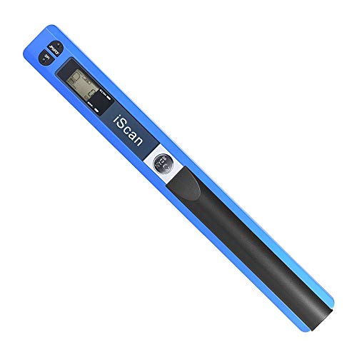 ECOiNVA iScan Magic Wand - Escáner portátil para tarjetas de visita, escáner de documentos de mano, tamaño mini, USB móvil, color azul