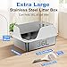 Non-Stick Stainless Steel Litter Box, XL Side Opening Splash-Proof & Leak-Proof Seamless Seal, Ellenpent Large Capacity, Cat Litter Box with Lid for Multi-Cats, Easy-Clean & Durable (White)