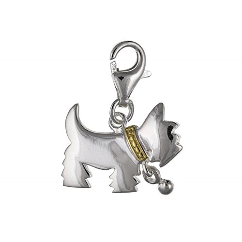 Abalorio de perro con gafas en plata de ley 925 para pulseras con caja de regalo