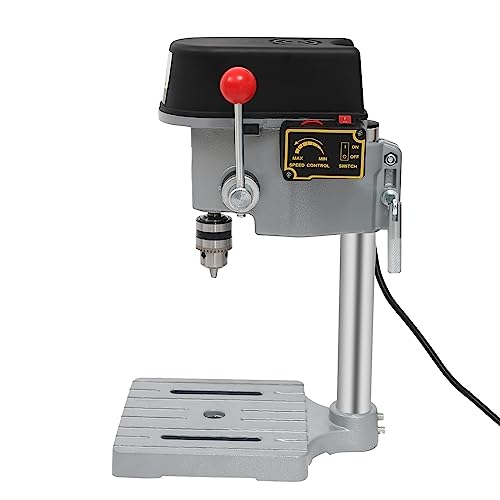 Mini taladro de mesa, mini taladro de columna, soporte para taladro de 3 velocidades, diámetro de abrazadera ajustable, diámetro de 0,1 – 1 cm, diámetro de orificio 0,06 – 0,65 cm para taladrar